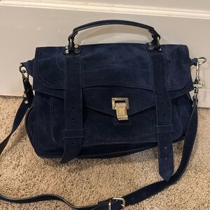 Proenza Schouler Medium PS1 Satchel blue suede